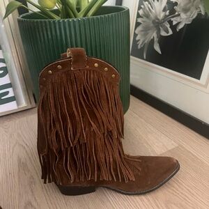 Brown Fringe Cowboy Boots